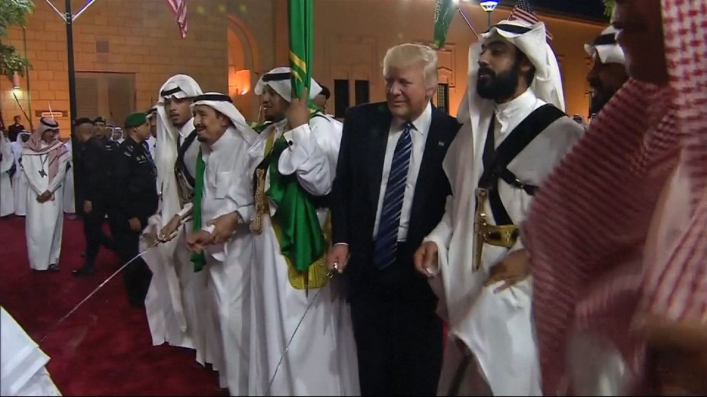 Trump getting his sword waving on.